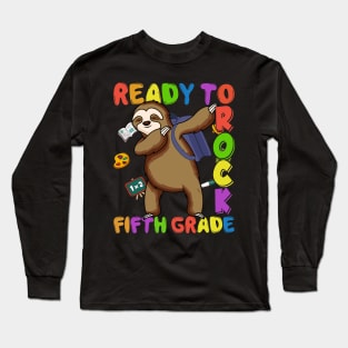 Dabbing 5th Grade Sloth Back To School Long Sleeve T-Shirt